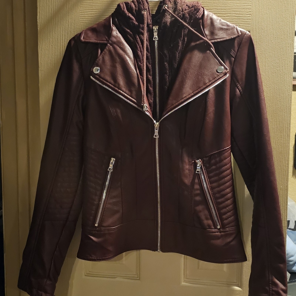 Women's Burgundy Leather Jacket